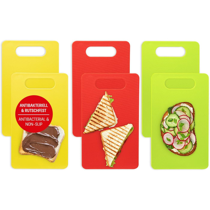 Набір кухонних дощок Coolinato з пластику сірого кольору (3 шт.) S/M/L - антибактеріальні, з жолобком для соку, неслизькі кутики та ручки. 3 розміри для гігієнічного розділення. Можна мити в посудомийній машині.