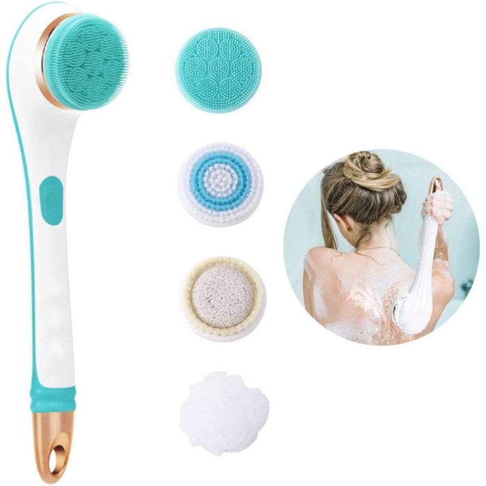 Electric Body Scrub Brush - Rechargeable Silicone Exfoliating Shower Brush for Back & Body Massage