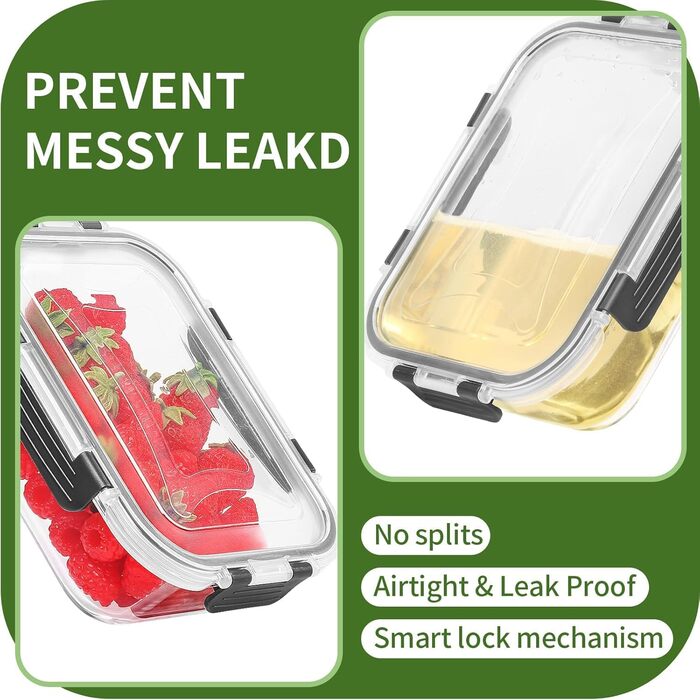 Набір контейнерів для зберігання продуктів зі скла, 10 шт (5 кришок та 5 контейнерів), Skroam - безпечні для миття в посудомийній машині, мікрохвильовій печі та морозильній камері, без BPA