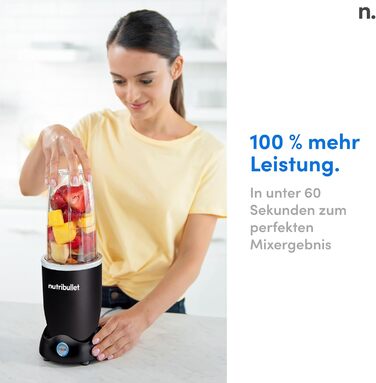 Nutribullet Pro 1200, Electric Blender, Food Processor, Smoothie Blender, Multi-Function Blender, 1200W Power, 700ml and 900ml Cups, Black, NB120MB 1200W Black