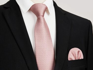 Краватка та нагрудна хустинка Enlision: класичний комплект для весілля та ділових зустрічей (рожевий)