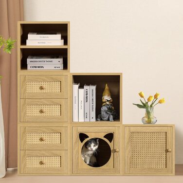Magic DIY Cube Storage Organizer, Stackable Cubes for Home, Books, Clothes, Toys, Modular Storage System, Closet Organizer, Bookshelf, Closet (French (Yellow Oak, General Cube))