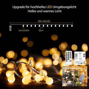 Гірлянда світлодіодна 15м, 100 LED, для дому та саду, IP44, 8 режимів, для дітей, декорування тераси, балкону, вечірок