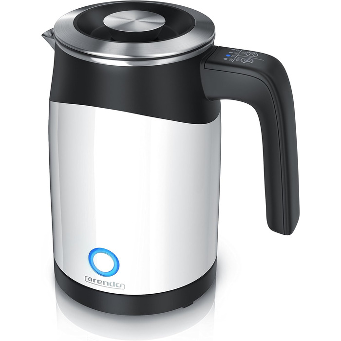 Arendo 0.5L Stainless Steel Kettle with Temperature Setting in Double-Walled Design - 0.5L Water Capacity - 5 Adjustable Temperature Levels - Single Teakettle - Keep-Warm Function - Energy-Saving (A White)