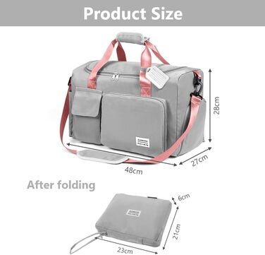 Спортивна сумка Flintronic 35L: водонепроникна дорожня сумка-валіза для подорожей, вихідних та спорту (з бізнес-ідентифікатором) - синій (#4 сірий & рожевий)