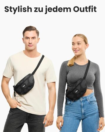 Поясна сумка LARKSON для жінок та чоловіків, м'ятного кольору, модель Finn - для спорту, активного відпочинку, міста, фестивалів. Стильна сумка через плече з водонепроникним покриттям (сірий леопардовий)