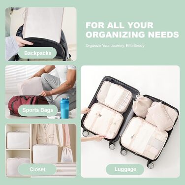 Органайзер для валізи BillyBath: Набір для подорожей (8 шт., A-beige)