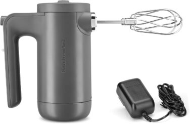 KitchenAid 5KHMB732EDG Anthracite Gray Cordless Electric Hand Mixer, 7 Speeds