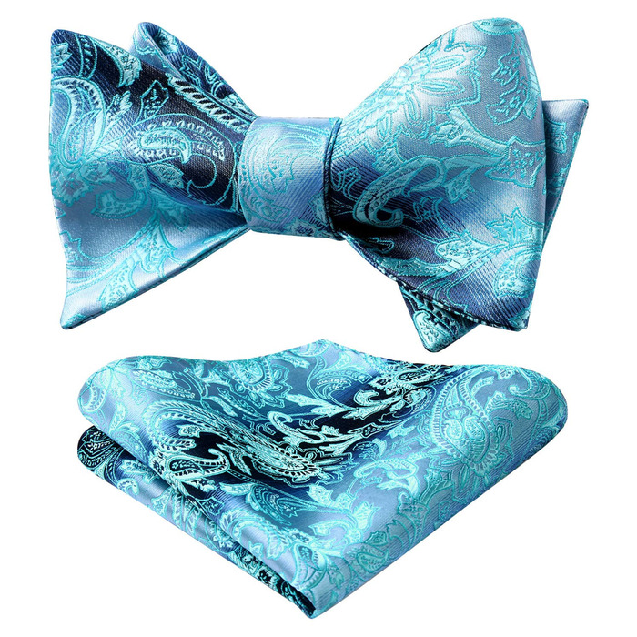 Чоловічий нагрудний хустинка HISDERN з візерунком пейслі, жаккард, для весілля, вечірки, самостійне зав'язування, універсальний розмір, блакитний