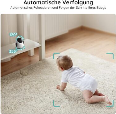 Дитячий відеоняня BOIFUN з камерою, WiFi 360°, 2 MP, моніторинг руху, інфрачервона нічна зйомка, датчик температури, мобільний додаток, 4x зум, Baby 3SM