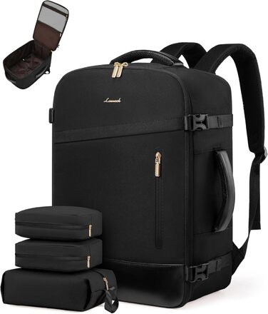 LOVEVOOK Рюкзак ручної об'єм 40L, 45x33x20cm: Рюкзак для подорожей та бізнесу, розширюваний, ручна поклажа, чорний