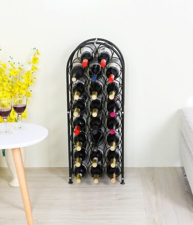 PAG Wine Rack Metal Freestanding Floor Bottle Rack, Decorative Bottle Holder Stand for Kitchen/Floor/Bar, (Black, 23 Bottle)