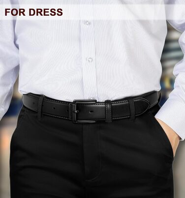 Чоловічий ремінь KEMISANT 2 шт. – шкіряний ремінь для чоловіків, повсякденний, для гольфу, до джинсів, 3,5 см, 2 шт. в упаковці, чорний/кавовий, розмір 63-110 см