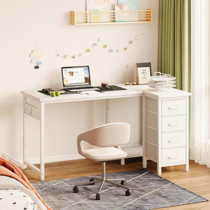 Комп'ютерний стіл Coleshome L-подібний з шухлядами, 120 x 70 см (білий)