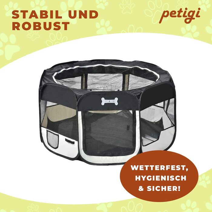 Клітка для цуценят Petigi XL, 115x115x65 см, 8-кутна, рожева (чорна), для собак, кроликів, морських свинок, котів