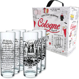 3forCologne Kölsch Glasses, 6-Pack, assorted colors, 0.2ml, Cologne Sticks with Basic Law, Beer Glasses, Drinking Glasses with Print. (MADE IN GERMANY), Size: 281 EU