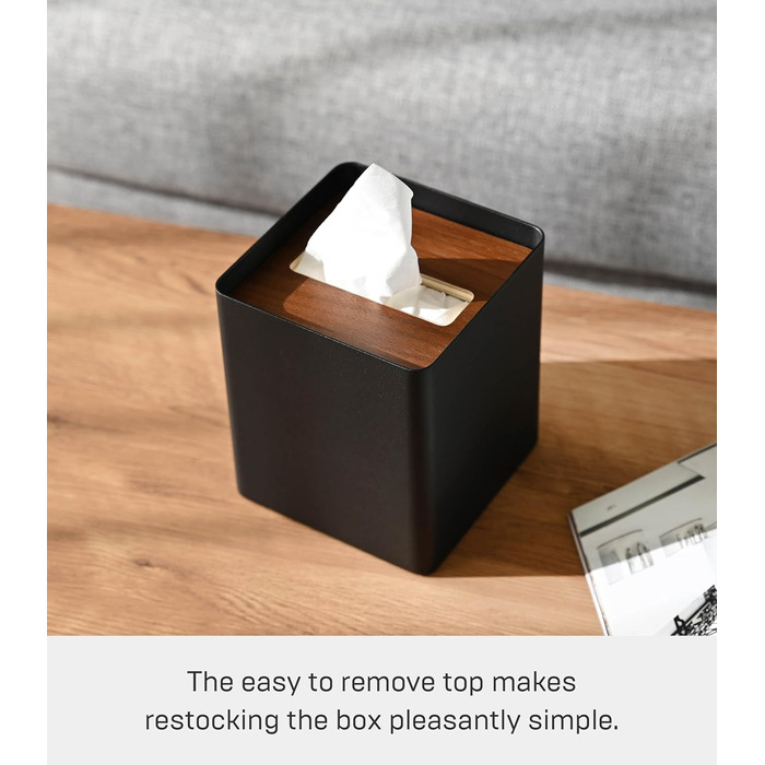 Yamazaki Box Cover Home | Stahl | Tissue Box, Universal Size, Walnut