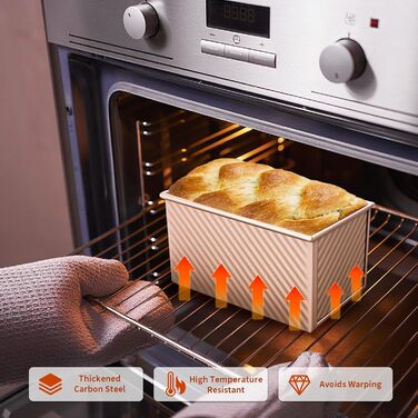 Форма для випічки хліба з кришкою 450г (1lb) антипригарна, золотиста - для хліба, тостів, сендвічів, кексів