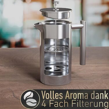 Френч-прес з нержавіючої сталі Barista Legends 1 л - матовий сріблястий