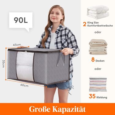 Органайзери для зберігання Lifewit, 6 шт. у наборі, коробки з кришкою, великі, 90л, сірий
