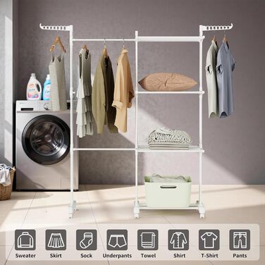 Турбо сушарка для білизни з колесами, сіра, 3 яруси, 2 в 1