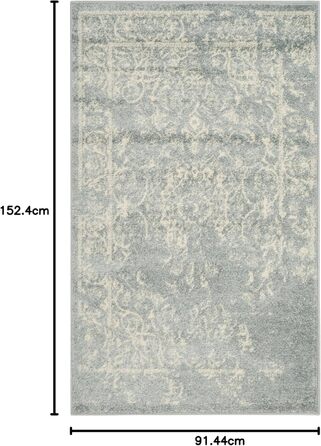 Килим SAFAVIEH з потертим ефектом для вітальні, їдальні, спальні - колекція Adirondack, короткий ворс, 122 x 183 см (сірий та кремовий, 91 x 152 см (прямокутний))