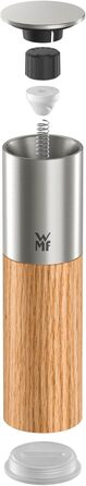 Млин для солі та перцю WMF Nature Pro з керамічним механізмом, регульованим помелом, нержавіюча сталь та дерево