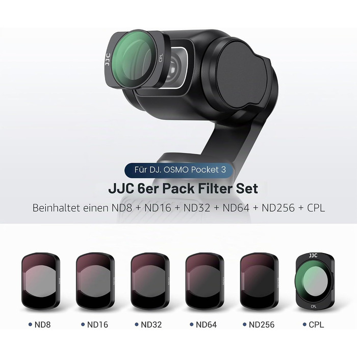 Набір магнітних фільтрів JJC 6в1 для DJI Osmo Pocket 3: ND8, ND16, ND32, ND64, ND256 та CPL (поляризаційний), світлофільтри для екшн-камери