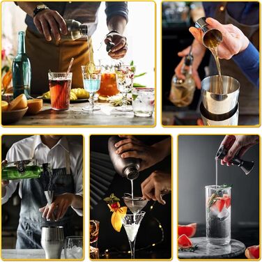 Набір для приготування коктейлів, 10 предметів, нержавіюча сталь, 750 мл, барменський набір з аксесуарами, для бару, вечірки, подарунок для чоловіків