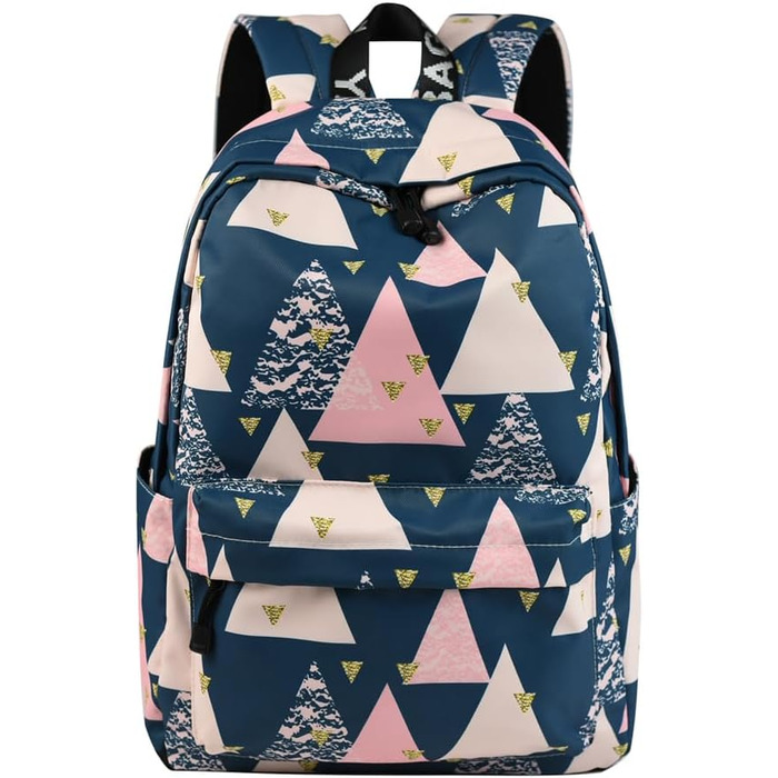 Шкільний рюкзак для дівчаток та хлопців, модний рюкзак для підлітків, водонепроникний, з відділенням для ноутбука (синій трикутник)