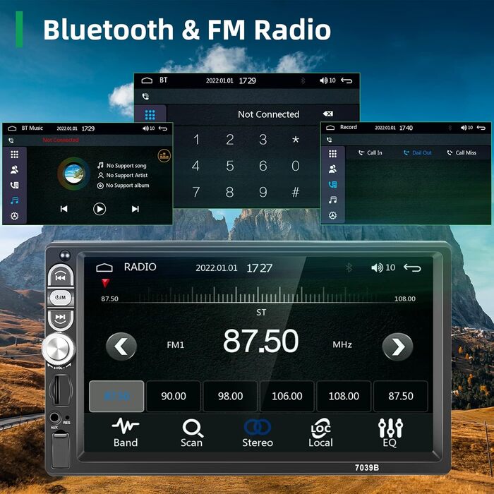 Автомагнітола 1 DIN Carplay з Android Auto, Bluetooth, 7