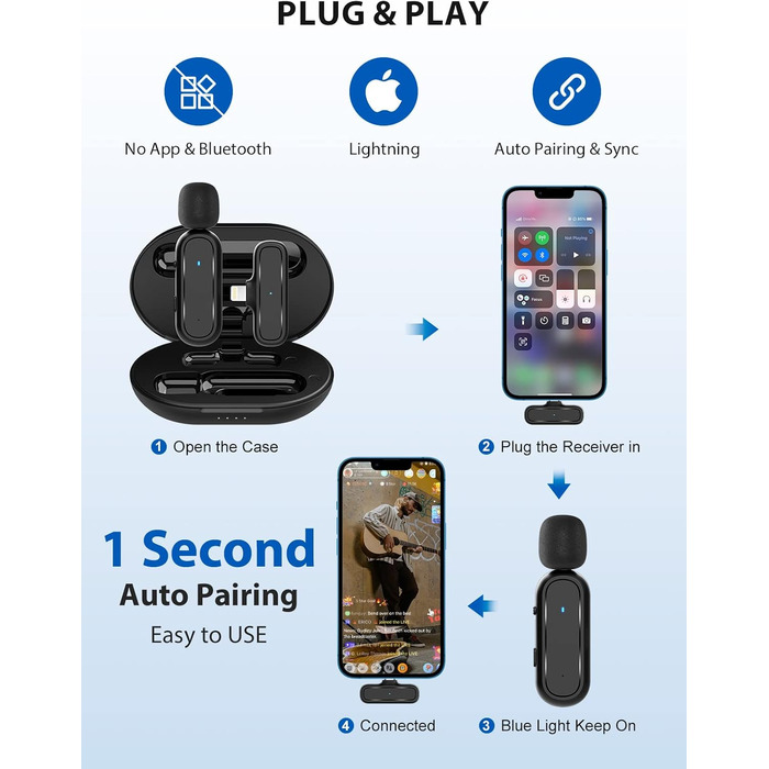 Мікрофон Lavalier Moman Handy Mini: бездротовий мікрофон для iPhone, YouTube, TikTok (колір: коричневий)