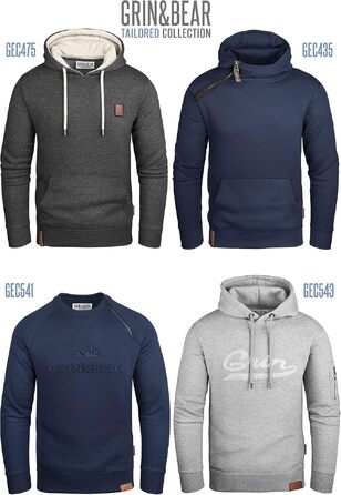 Чоловічий худі-світшот Grin&Bear Pullover GEC494, сірий меланж, розмір L