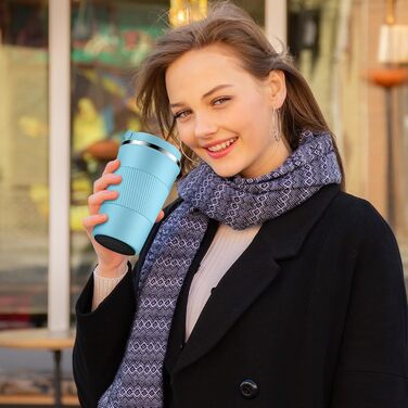 Термокружка CS COSDDI з нержавіючої сталі, 380 мл, з кришкою, для кави, води та чаю, подвійні стінки, ізольована, для подорожей та автомобіля