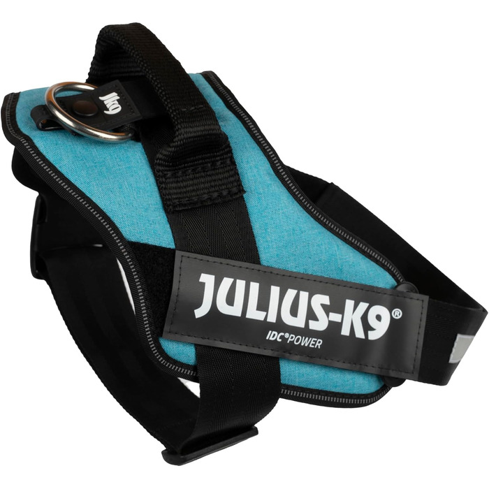 Відбиваючий повідок для собак IDC Powergeschirr, S, з логотипом, регульований, дихаючий, для малих, середніх та великих собак (Бірюзовий, L/1)