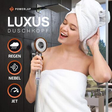 POWERLAP® Shower Head with Filter & Mounting Tool | PP Cotton Filter Shower Head for Cleaned & Softer Water | Booster Mode for Perfect Water Pressure in Your Shower Grey