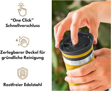 Термокружка Milu для кави з собою 370 мл, 450 мл, з нержавіючої сталі, подвійні стінки, ізоляція, без витоку, автокружка, термокружка, travel mug (Mango, 370 мл)