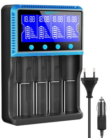 Універсальний зарядний пристрій для акумуляторів 18650 з 4 слотами, LCD смарт-зарядка Ni-MH/Ni-CD AA/AAA, Li-Ion/LiFePO4/IMR (10440-26650)