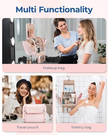 Організатор для косметики BAGSMART, велика косметичка для жінок, водонепроникна сумочка для туалетних аксесуарів, рожева