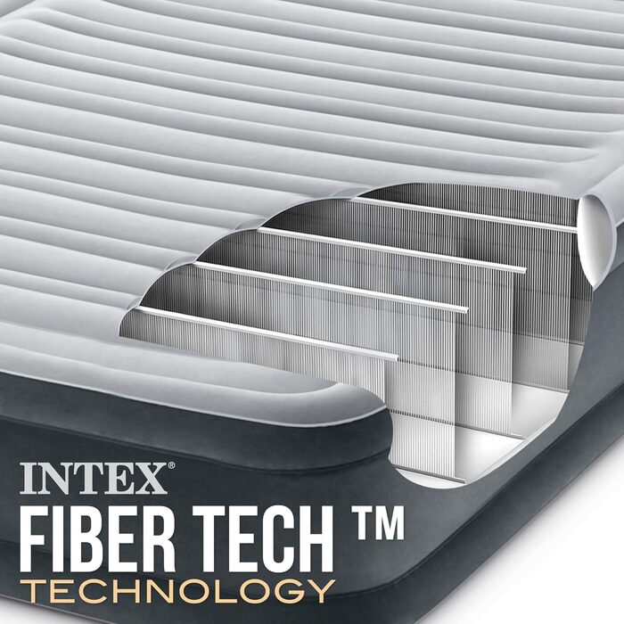 Надувний матрац Intex Full Comfort-Plush Fiber-Tech RP 137x191x33 см (67768ND) - двоспальний, флокований