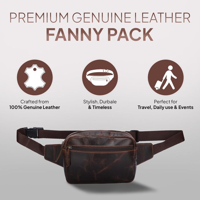 Чоловіча поясна сумка TheAntiq з натуральної шкіри, зелена, 20,3 x 12,7 x 7,6 см (8 x 5 x 3 дюйми)