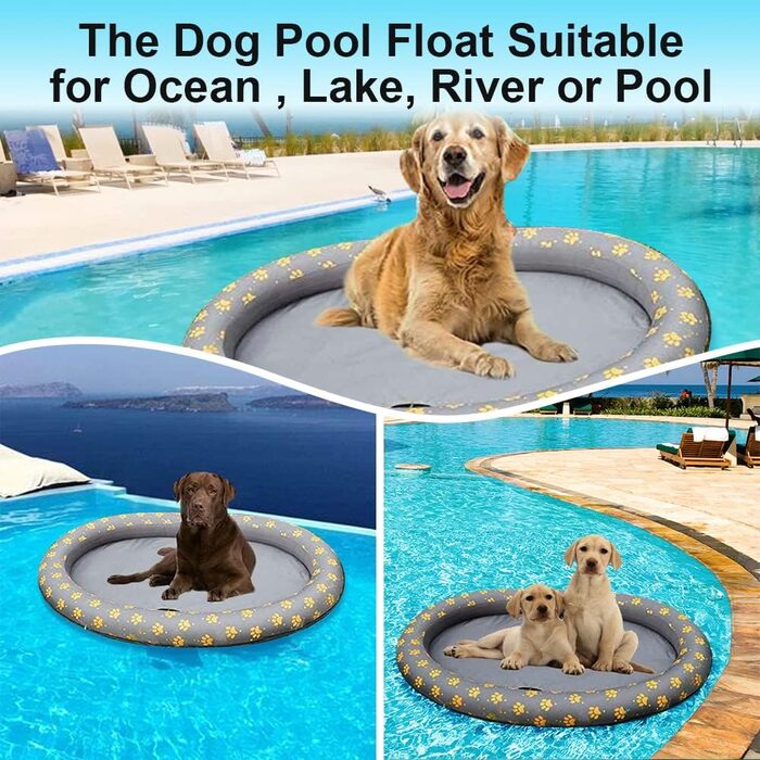Ginkago Inflatable Boat Dog Boat Pet Air Mattress Swimming Pool Beach Toy (Grey)