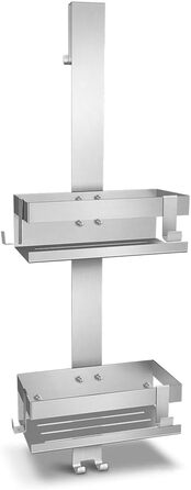 Полка для душу Melko з нержавіючої сталі без свердління, дзеркальний захист, кріплення для шампуню з гачками, підходить для душової кабіни з безрамковою скляною дверцями, антикорозійна, тримач для бритви та рушників