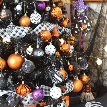 41 штука прикрас для ялинки Sea Team з міцного пластику з ниткою, середнього розміру (60 мм), оранжеві та 30 мм для декору ялинки, вечірки, весілля