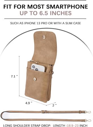 Сумка-клатч BOSTANTEN Klein через плече з PU шкіри для жінок, сіра (A-09-braun) - гаманець та сумка 2 в 1