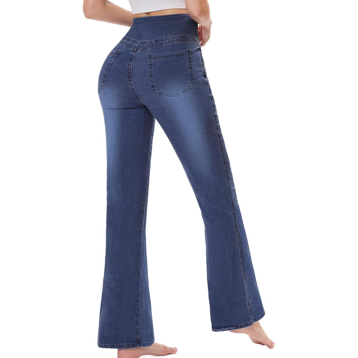 Джинси жіночі Chase Hot Bootcut, висока талія, еластичні джеггінси з кишенями, темно-сині (XXL, внутрішній шов 29)