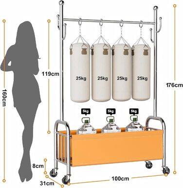 Вішалка для одягу сталева з кошиком для зберігання, навантаження до 115 кг, 3-в-1, для спальні та передпокою UP-R02