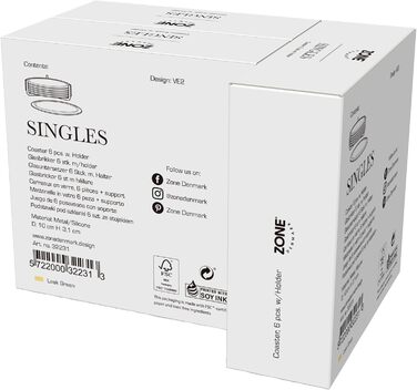 Zone Denmark Singles Silicone Coasters, Coasters for Glasses, Cups, Cocktail Glasses, Diameter 10 cm, Height 3.1 cm, 6 Pieces, including Holder, (3.1 cm - dia. 10 cm, Leek Green)
