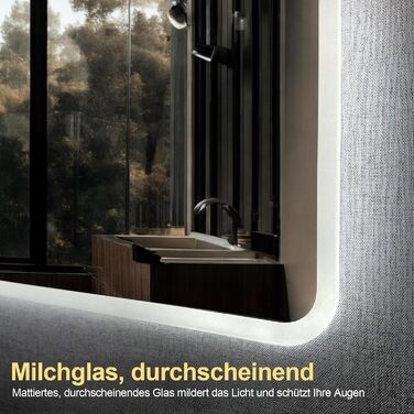 Дзеркало для ванної кімнати з підсвічуванням 100x60 см, сенсорні кнопки, IP65, 3 режими кольору, функція пам'яті, HD скло, горизонтальне/вертикальне встановлення