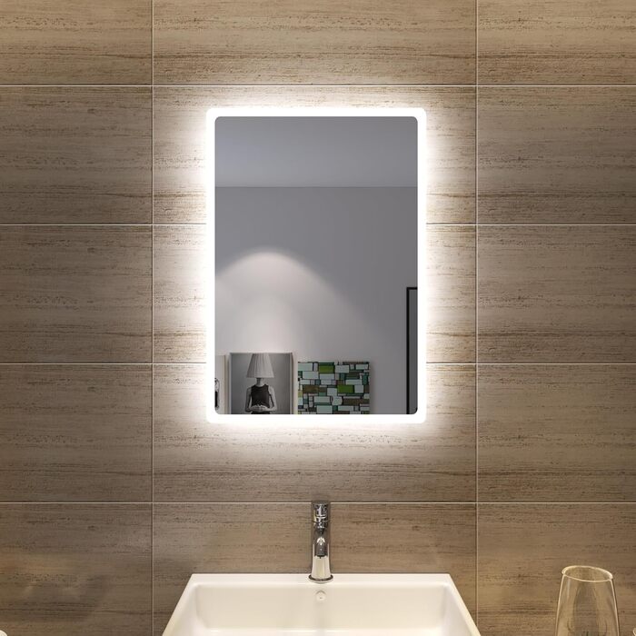 Дзеркало для ванної кімнати SONNI з підсвічуванням 60x40 см, LED, IP44, біле